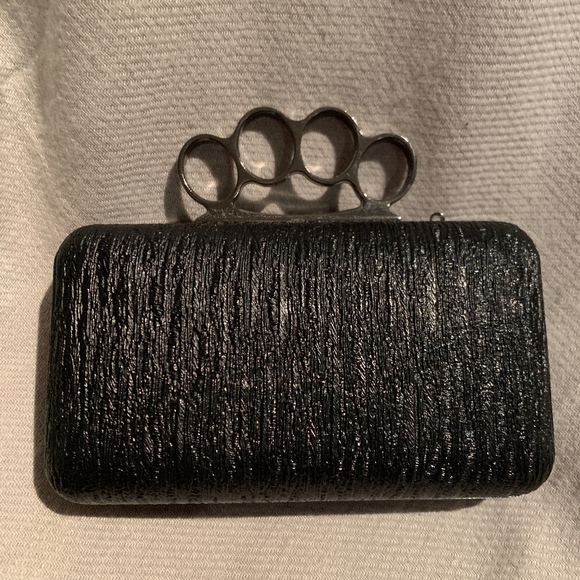 Black Embellished Knuckle Clutch - Picture 3 of 7